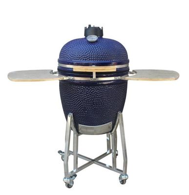 Ceramiczny 22-calowy grill Kamado Outdoor Charcoal Granatowy kolor 57 cm Z wózkiem i stolikami bocznymi