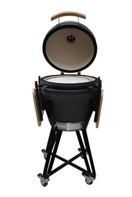 Ceramiczny 20-calowy grill Kamado Grill węglowy Matowy czarny kolor 51 cm Z wózkiem i stolikami bocznymi