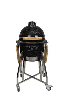 Ceramiczny 16-calowy grill Kamado Węgiel drzewny Kolor czarny 40 cm Z wózkiem i stolikami bocznymi
