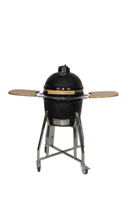 Ceramiczny 16-calowy grill Kamado Węgiel drzewny Kolor czarny 40 cm Z wózkiem i stolikami bocznymi