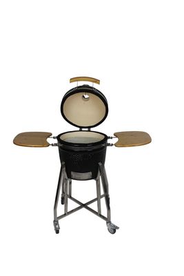Ceramiczny 16-calowy grill Kamado Węgiel drzewny Kolor czarny 40 cm Z wózkiem i stolikami bocznymi