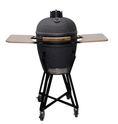Ceramiczny 20-calowy grill Kamado Grill węglowy Matowy czarny kolor 51 cm Z wózkiem i stolikami bocznymi