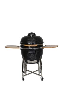 Ceramiczny odkryty 24-calowy grill Kamado Węgiel drzewny Kolor czarny 61 cm Z wózkiem i stolikami bocznymi