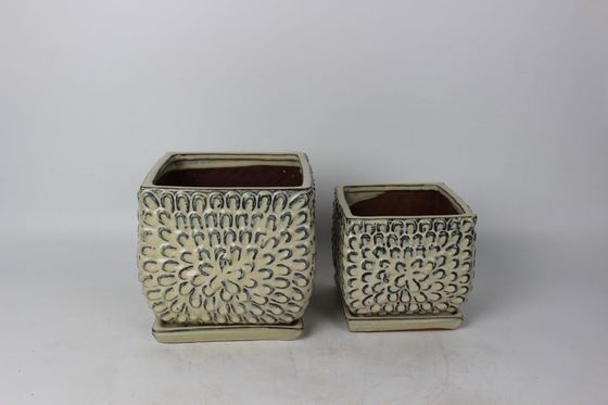 8-calowe 6-calowe ceramiczne doniczki kwadratowe z oszklonymi spodkami
