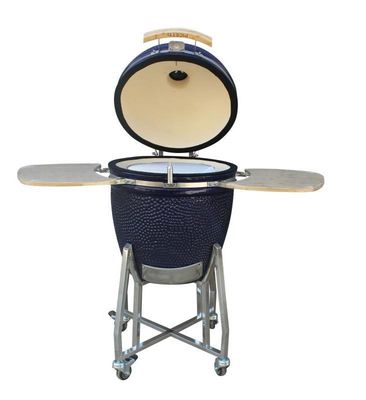 Ceramiczny 22-calowy grill Kamado Outdoor Charcoal Granatowy kolor 57 cm Z wózkiem i stolikami bocznymi
