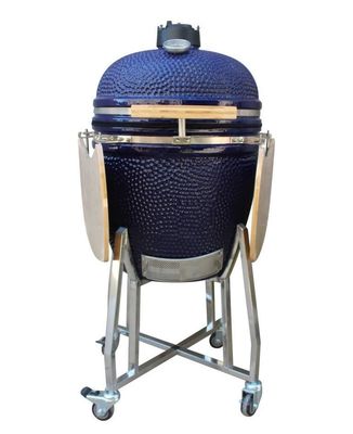 Ceramiczny 22-calowy grill Kamado Outdoor Charcoal Granatowy kolor 57 cm Z wózkiem i stolikami bocznymi