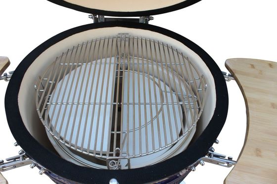 Ceramiczny 22-calowy grill Kamado Outdoor Charcoal Granatowy kolor 57 cm Z wózkiem i stolikami bocznymi
