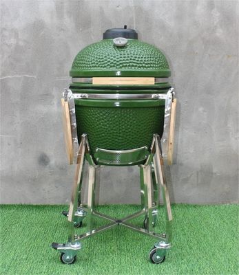 Zielony kolor 48 cm Kamado 18-calowy grill Naczynia kuchenne Czarne powlekane żelazo