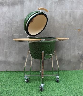 Zielony kolor 48 cm Kamado 18-calowy grill Naczynia kuchenne Czarne powlekane żelazo