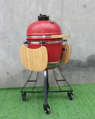 17-calowy ceramiczny czajnik BBQ Royal Red Color 44cm z wózkiem i stolikami bocznymi
