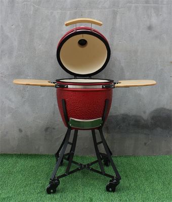 17-calowy ceramiczny grill Kamado Royal Red Kolor 44 cm Naczynia kuchenne Czarne powlekane żelazo