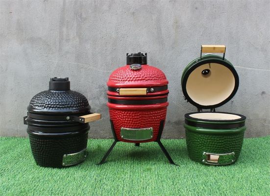 Ceramiczny 13-calowy grill Kamado na zewnątrz w kolorze czerwonym 33 cm