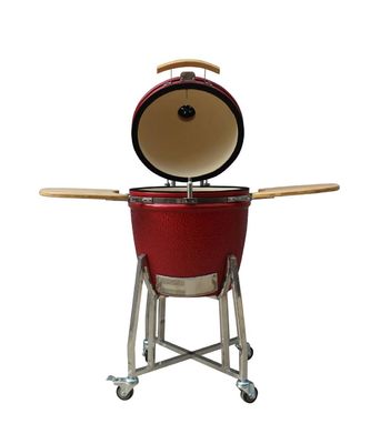 Czerwony kolor Ceramiczny grill Kamado 22-calowy zewnętrzny żaroodporny mulit na węgiel drzewny