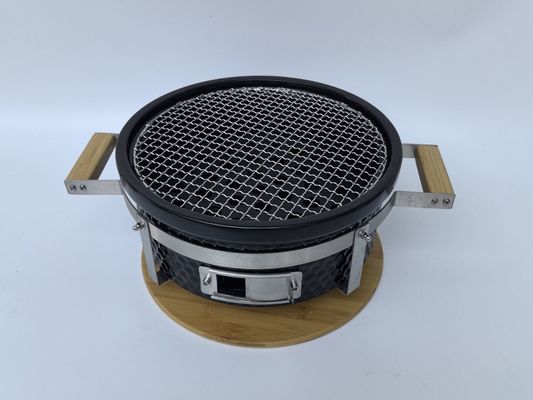 Ceramic Charcoal Grill Hibachi Grill Okrągły w kolorze czarnym